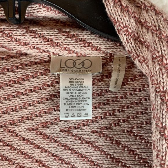 LOGO by Lori Goldstein Women's Draped Boho Pink Cardigan Sweater Size L 8492 - Picture 2 of 5